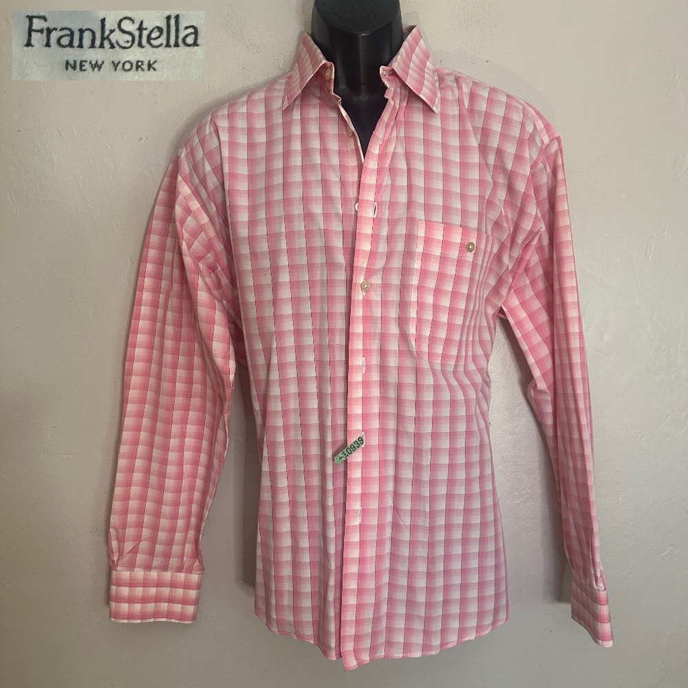 Frank Stella Plaid Long Sleeve Shirt Medium Gently worn 100% cotton 23.5" armpit